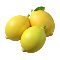 Lemons and Limes 3D PNG - Fresh Whole and Sliced Citrus Fruits
