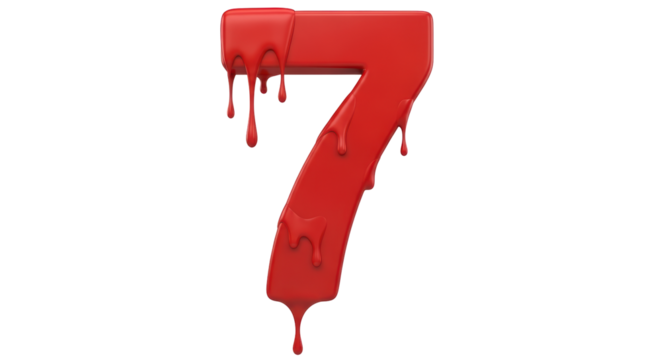 Isolated Dripping Red Number 7