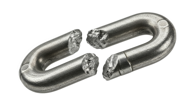 Broken Metal Chain Link Closeup