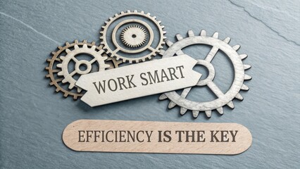 Work Smart Concept with Gears and Efficiency Message on Slate