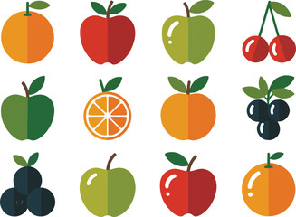 Flat illustration of various fresh fruits