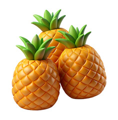Pineapple 3D Render PNG - Whole and Sliced Exotic Fruit