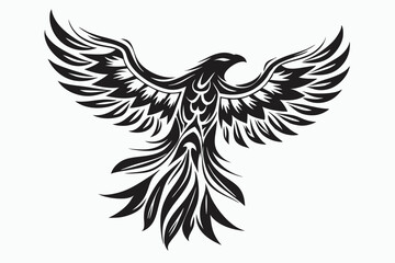 Black bird soars majestically with patterned plumage, its wings spread wide in flight gracefully