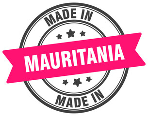 Made in Mauritania round sign. Made in Mauritania stamp.