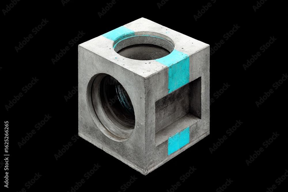 Poster the modern design elements and minimalist aesthetic are on full display with a concrete block and te