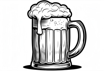 Beer mug silhouette vector illustration—classic black outline of a frothy pint, ideal for pub logos, Oktoberfest posters, bar signs, and beverage design themes.