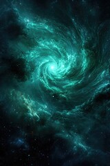 Abstract Spiral Galaxy In Turquoise And Dark Space