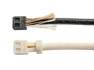 Two electrical cables with connectors isolated on transparent background