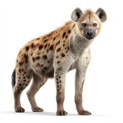 Obraz premium Spotted Hyena Standing on White Background