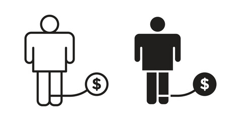 Man with debt icon vector design element logo template