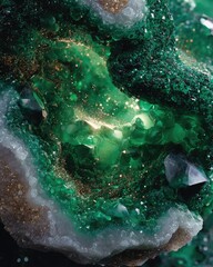 Closeup Of Emerald Green Crystal Specimen