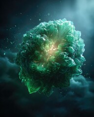 Emerald Green Glowing Cosmic Sphere