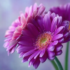 Vibrant Purple Petals of a Chrysanthemum Flower Blooming in Nature