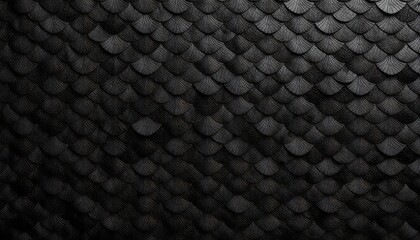 Textured black surface comprised of layered scalloped shapes, creating a dynamic dimensional effect