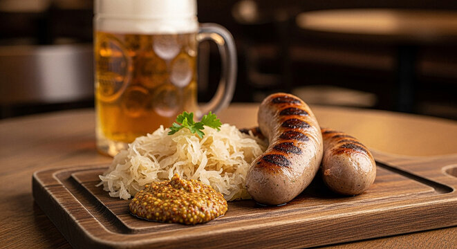 Salchicha Alemana con Chucrut (Bratwurst)