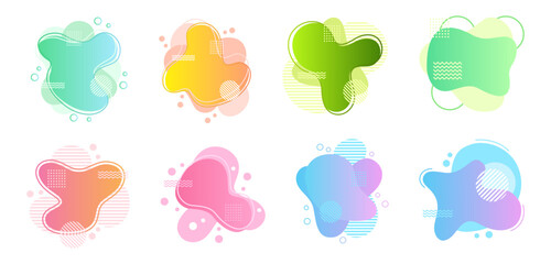 Set of eight abstract fluid shapes with modern design elements for banners and graphic composition
