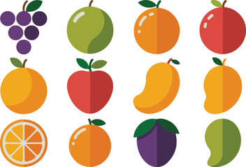 Vector illustration of assorted fresh colorful fruits