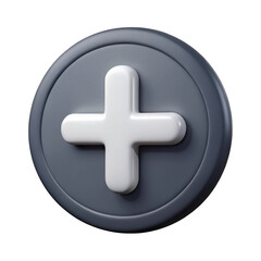 Obraz premium 3d rendered white plus symbol inside a dark gray circle isolated on transparent background