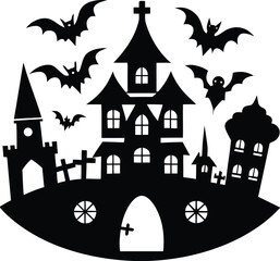 Halloween silhouette elements set. Vector