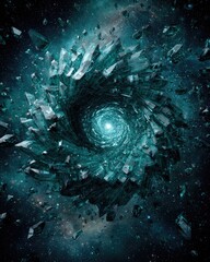Abstract Cosmic Spiral Explosion In Space