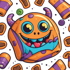 Halloween Candy with Monster Face