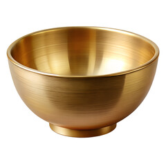 Traditional Korean brass bowl (yugi) with soft golden sheen, isolated on transparent background, front view, photorealistic lighting"