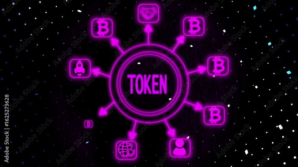 Poster digital finance futuristic glowing token symbol by floating data and cryptocurrency icons. concept c
