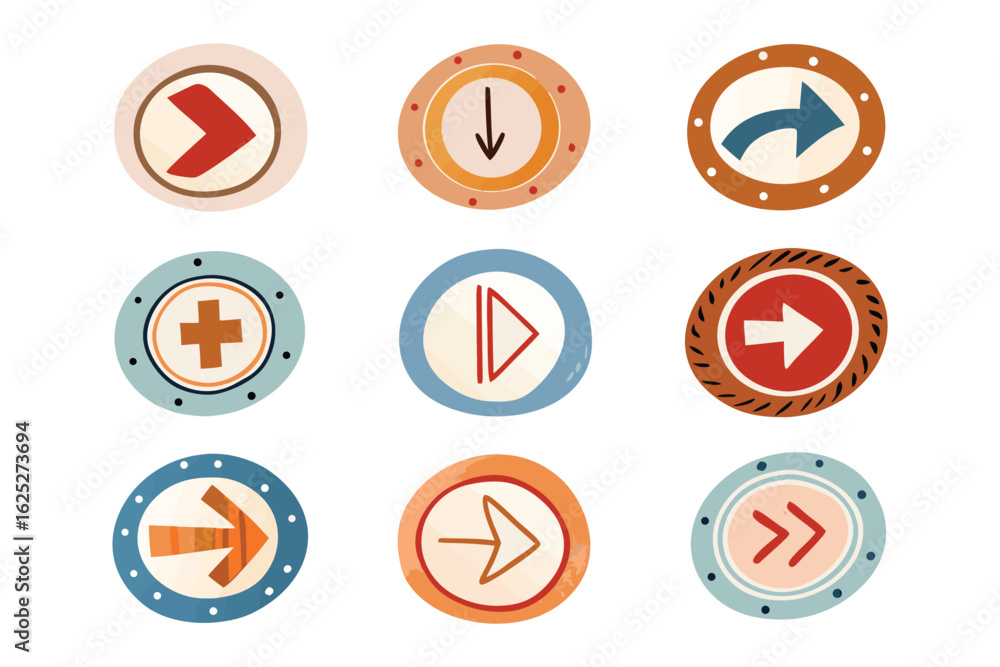 Poster circular directional arrows: a collection of vector illustrations featuring diverse circular directi