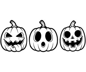 Funny halloween pumpkin faces silhouette