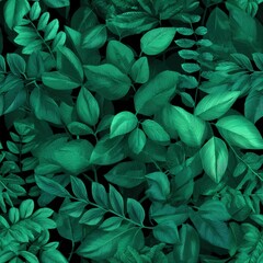 Seamless texture Dense jungle foliage with leaves and branches overlapping perfectly enriching dense forests