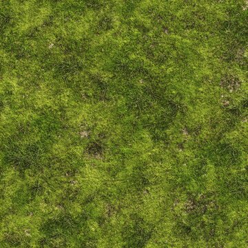 Seamless texture of lush green grass with subtle dirt patches great for open-world terrain