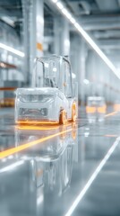 Modern Forklift In High-Tech Warehouse Interior