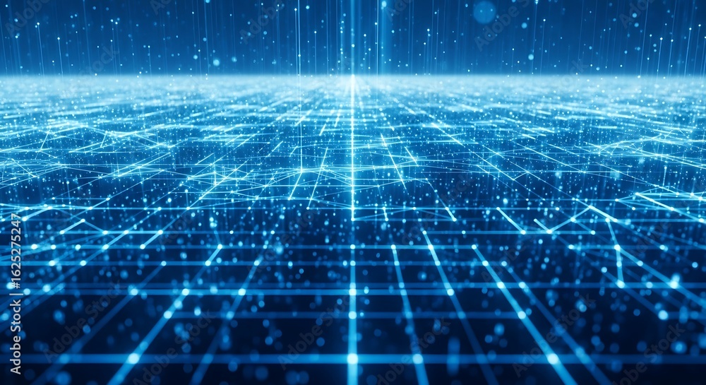 Aufkleber abstract digital data network background with blue glowing lines and connections