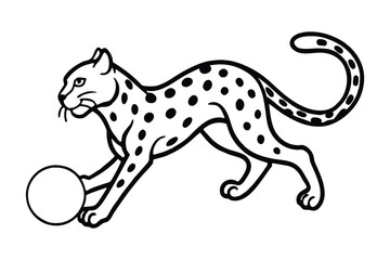 Fototapeta premium Stylized cheetah with spots playing with a ball