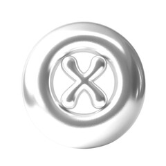 3D Cancel Icon PNG. Glossy metallic silver Cross Symbol for UI Buttons and Warning States.