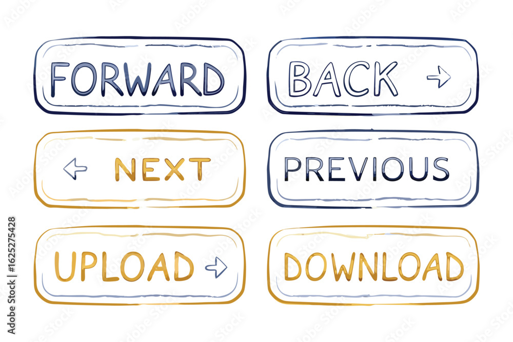 Poster web navigation buttons: a collection of digitally rendered navigation buttons in a sleek, user-frien