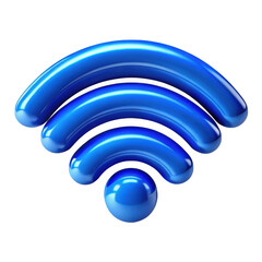 Glossy blue wi fi symbol with smooth curves isolated on transparent background