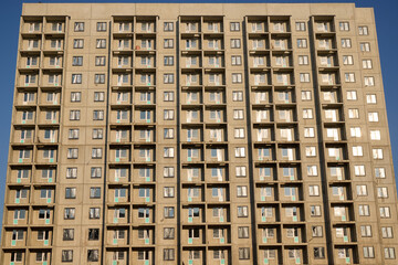 A Modern Apartment Building with Repeated Architectural Patterns defining its style