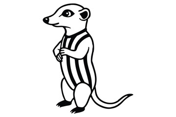 Cute meerkat wearing a striped shirt standing on its hind legs