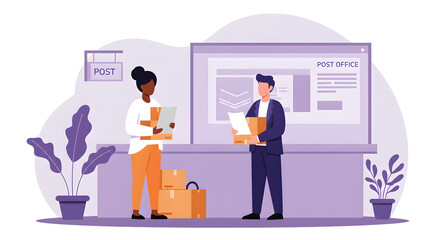 At the Post Office: Sending and Receiving Packages with Professional Service