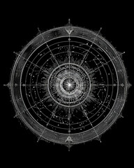 Art Deco style: stylized star map, celestial art with symmetrical constellation lines, cosmic elegance