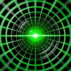Glowing Green Radar Screen with Concentric Grid Pattern