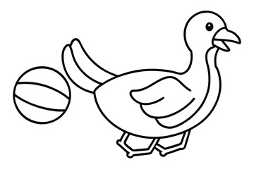 Cartoon duck playing with a ball