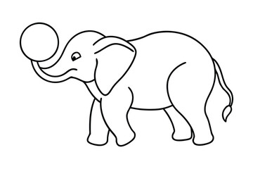 Simple line art elephant balancing a ball on its trunk