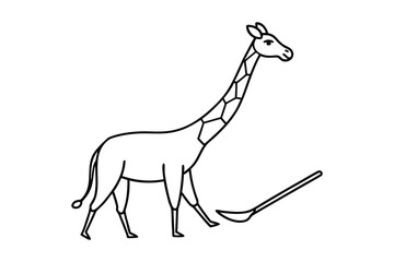 Simple line drawing of a giraffe with a spoon