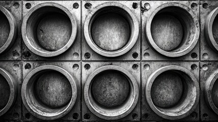 Geometric pattern of circular voids in a textured surface.