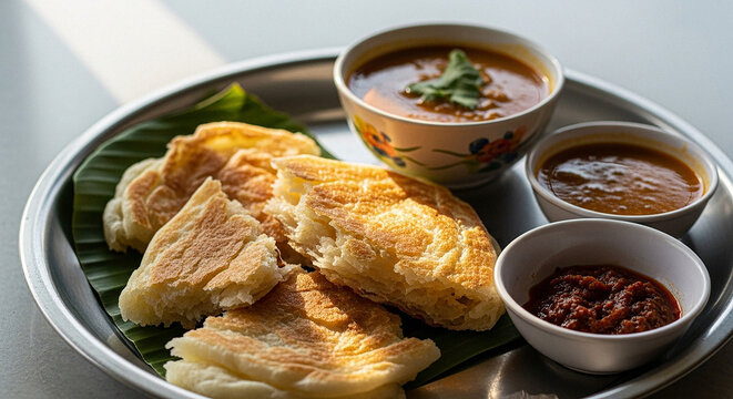Pan Plano Malayo con Curry (Roti Canai)