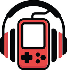 Headphones on Retro Handheld Game Console