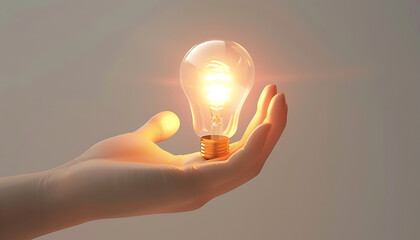 Brilliant Ideas Glowing Lightbulb in Hand  Innovation Concept
