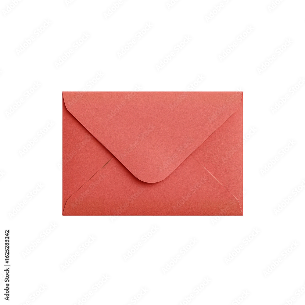 Poster elegant coral envelope isolated on a clean transparent space emphasizing simplicity and